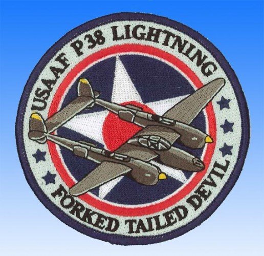 Vyšívaný odznak P-38 Lightning forked tailed devil USSAF